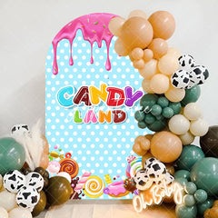 Aperturee - Pink Blue Ice Cream Candyland Birthday Arch Backdrop