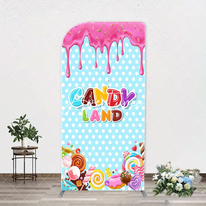 Aperturee - Pink Blue Ice Cream Candyland Birthday Arch Backdrop