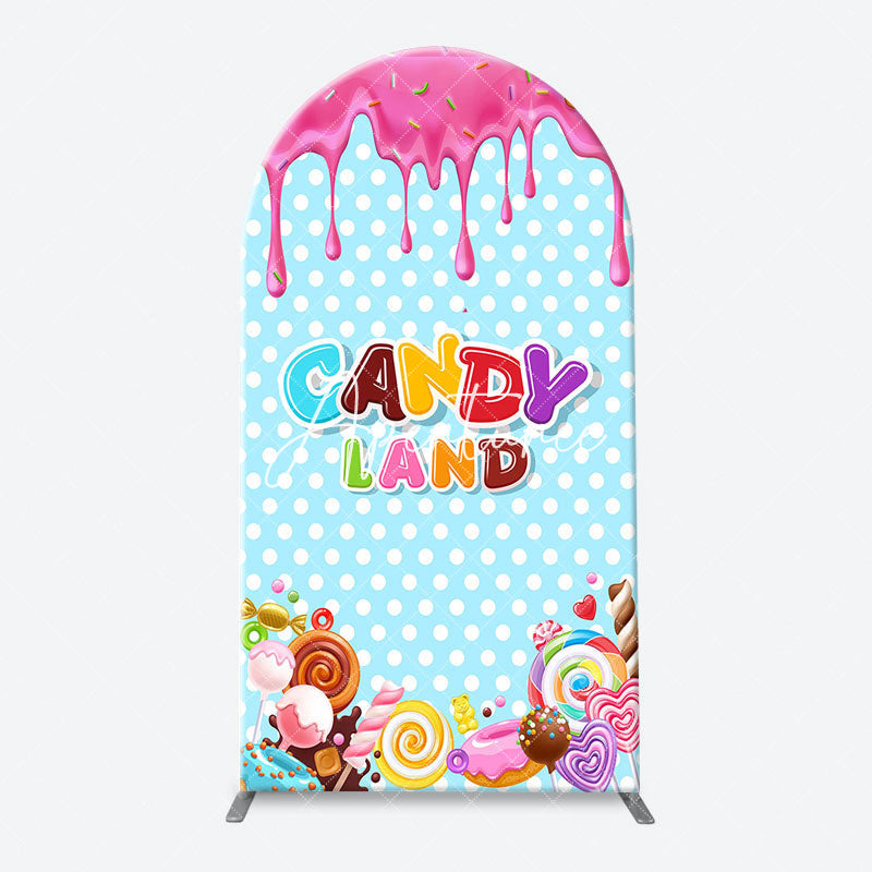 Aperturee - Pink Blue Ice Cream Candyland Birthday Arch Backdrop