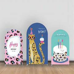 Aperturee - Pink Blue Leopard Cake Birthday Arch Bakcdrop Kit