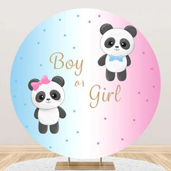 Aperturee - Pink Blue Panda Round Backdrop For Gender Reveal