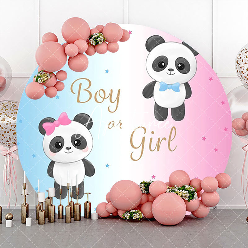 Aperturee - Pink Blue Panda Round Backdrop For Gender Reveal