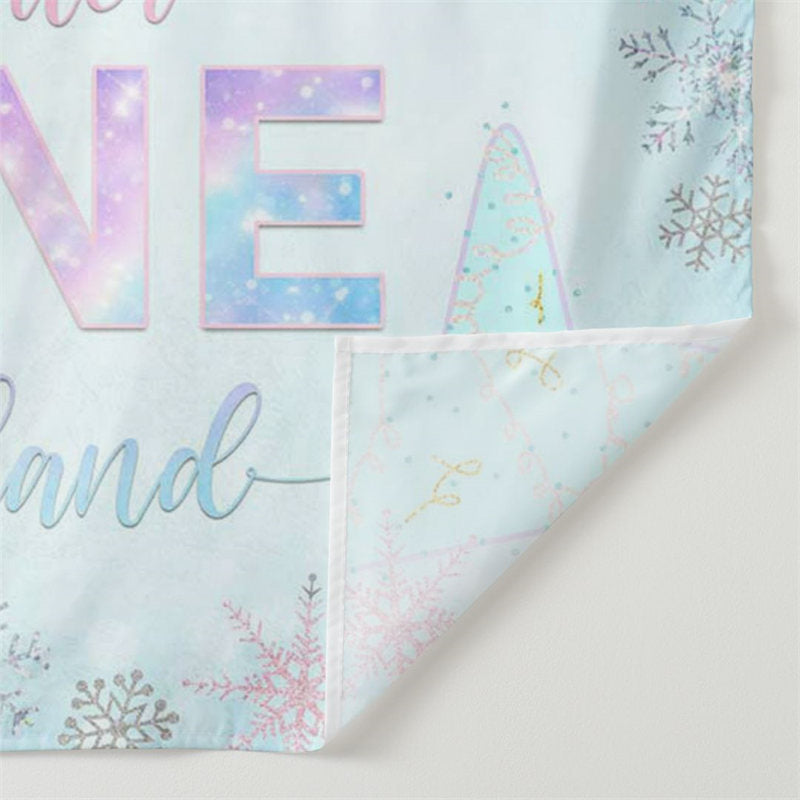 Aperturee - Pink Blue Winter ONE Snowflake Birthday Backdrop