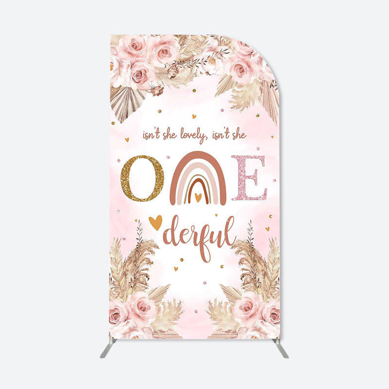 Aperturee - Pink Boho 1st Birthday Single Fillet Arch Backdrop