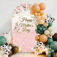 Aperturee - Pink Bokeh Floral Happy Mothers Day Arch Backdrop