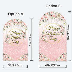 Aperturee - Pink Bokeh Floral Happy Mothers Day Arch Backdrop