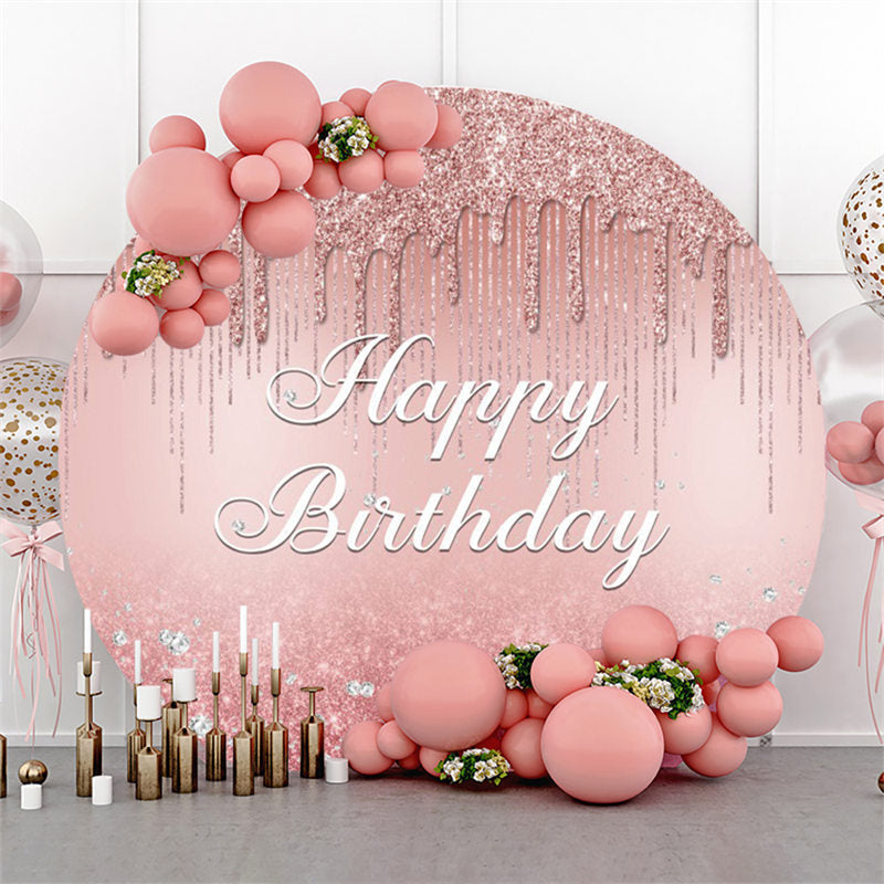 Aperturee Pink Bokeh Glitter Diamonds Happy Birthday Backdrop