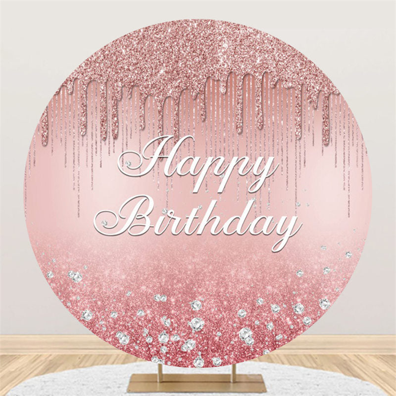 Aperturee Pink Bokeh Glitter Diamonds Happy Birthday Backdrop