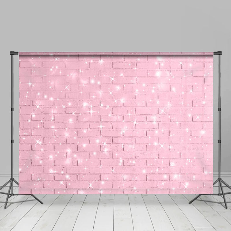 Aperturee - Pink Brick Wall Glitter Valentines Day Backdrop