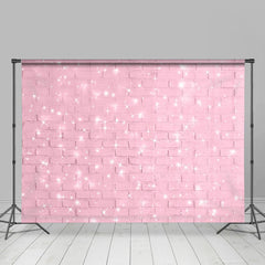 Aperturee - Pink Brick Wall Glitter Valentines Day Backdrop