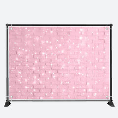 Aperturee - Pink Brick Wall Glitter Valentines Day Backdrop