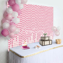 Aperturee - Pink Brick Wall Little Stars Baby Shower Backdrop