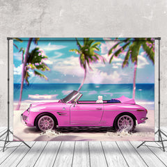 Aperturee - Pink Car Blue Sky Beach Bokeh Photography Backdrop