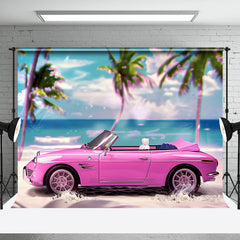 Aperturee - Pink Car Blue Sky Beach Bokeh Photography Backdrop