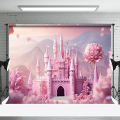 Aperturee - Pink Castle Floral Spring Backdrops For Photograph