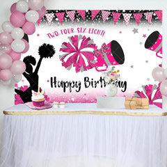 Aperturee - Pink Cheerleading Stars Backdrop For Birthday Party