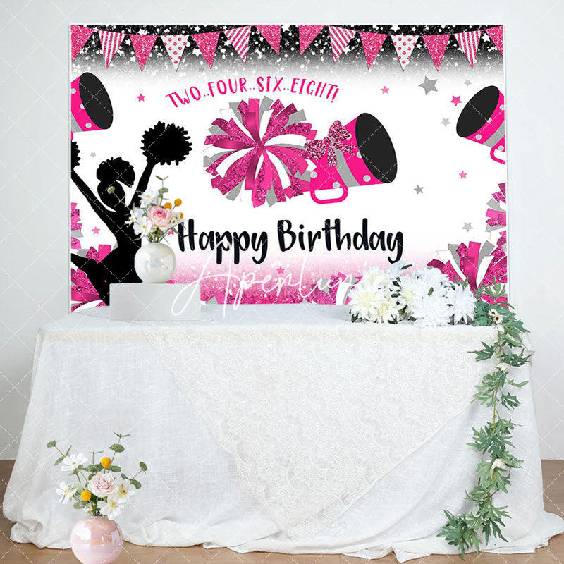 Aperturee - Pink Cheerleading Stars Backdrop For Birthday Party