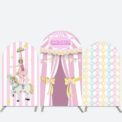 Aperturee Pink Circus Ballet Girls Birthday Arch Backdrop Kit