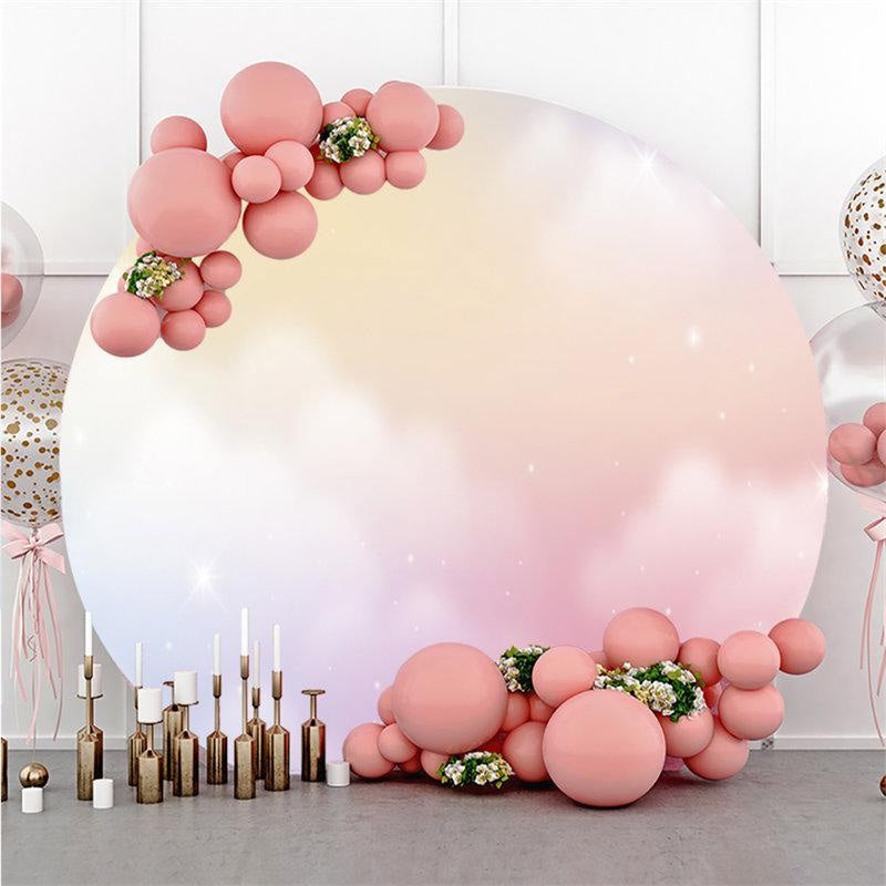 Aperturee Pink Cloud Light Round Baby Shower Backdrop For Girl