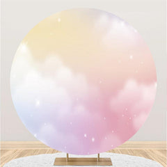 Aperturee Pink Cloud Light Round Baby Shower Backdrop For Girl