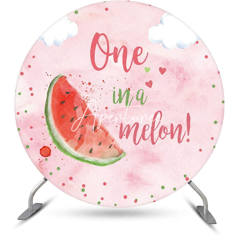 Aperturee - Pink Cloud One In A Melon Round Birthday Backdrop