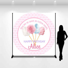 Aperturee - Pink Cotton Candy Custom Birthday Backdrop For Girls