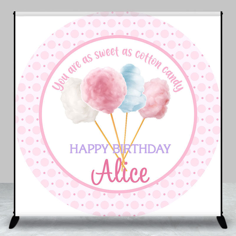 Aperturee - Pink Cotton Candy Custom Birthday Backdrop For Girls