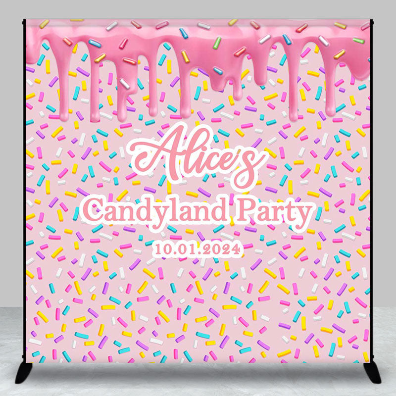 Aperturee - Pink Cream Candyland Girls Custom Birthday Backdrop