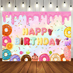 Aperturee - Pink Creamy Colorful Donut Cupcake Birthday Backdrop