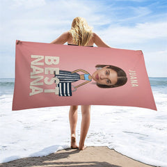 Aperturee - Pink Custom Photo Summer Beach Towel for Girl