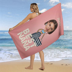 Aperturee - Pink Custom Photo Summer Beach Towel for Girl