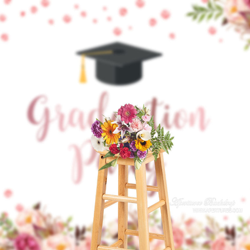 Aperturee - Pink Diamond Floral White Grad Photography Backdrop