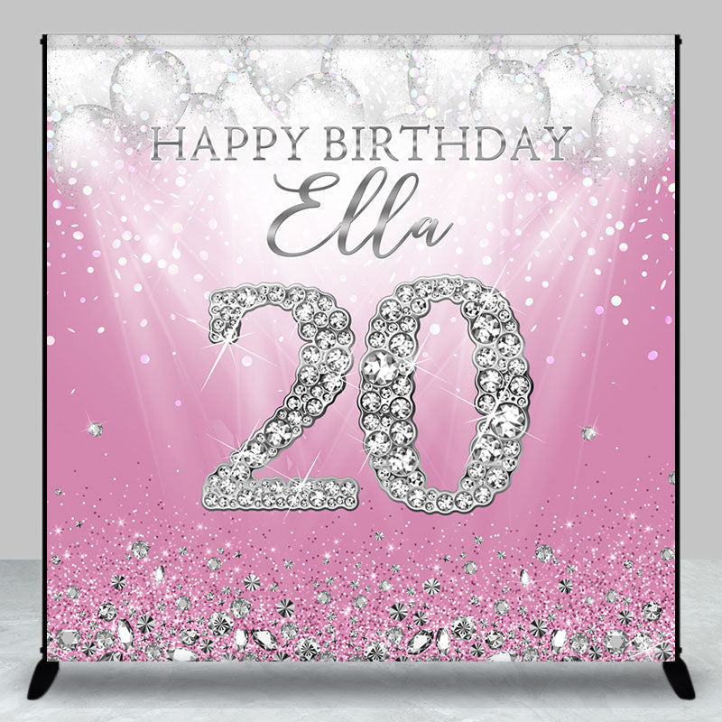 Aperturee - Pink Diamonds Balloons Custom 20th Birthday Backdrop