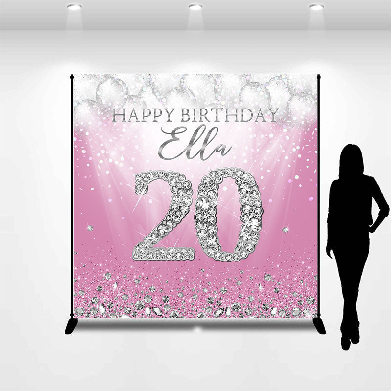 Aperturee - Pink Diamonds Balloons Custom 20th Birthday Backdrop