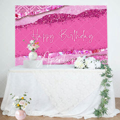 Aperturee - Pink Diamonds Glitter Happy Birthday Party Backdrop