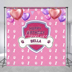 Aperturee - Pink Dog Bones Balloons Custom Birthday Backdrop