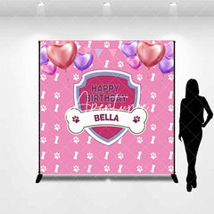 Aperturee - Pink Dog Bones Balloons Custom Birthday Backdrop