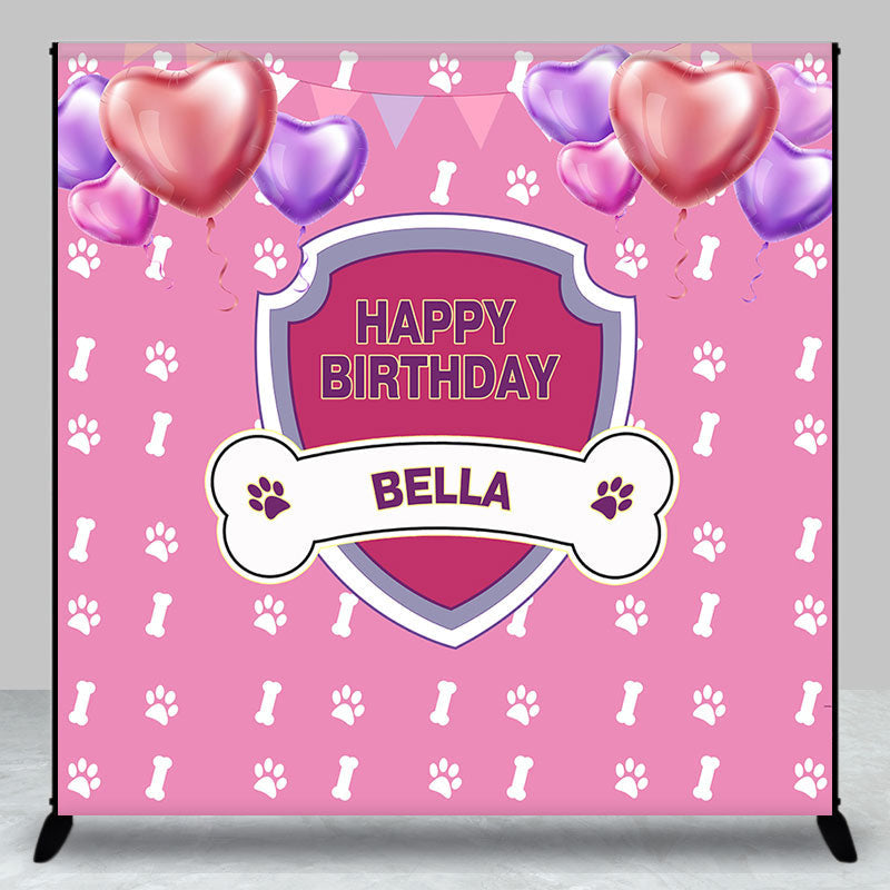 Aperturee - Pink Dog Bones Balloons Custom Birthday Backdrop