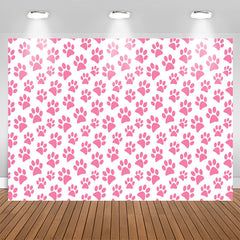 Aperturee - Pink Dog Paw Cartoon Themed Simple Birthday Backdrop