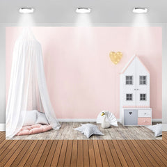 Aperturee - Pink Dollhouse Mosquito Net Girl Birthday Backdrop