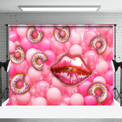 Aperturee - Pink Donut Lips Balloon Birthday Cake Smash Backdrop