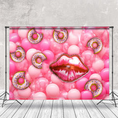 Aperturee - Pink Donut Lips Balloon Birthday Cake Smash Backdrop