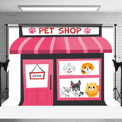 Aperturee - Pink Door And Window Lovely Dogs Pet Party Backdrop