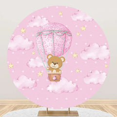 Aperturee - Pink Dot Hot Air Balloon Teddy Bear Party Backdrop