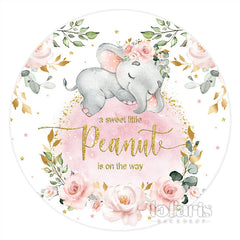 Aperturee Pink Elephant Flowers Cute Round Baby Shower Backdrop