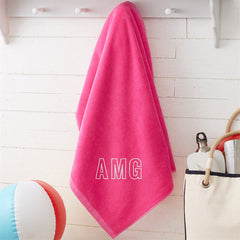 Aperturee - Pink Embroidered Artistic Font Name Beach Towel