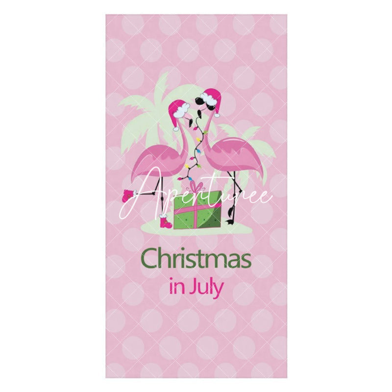 Aperturee - Pink Flamingo Summer Christmas In July Beach Towel