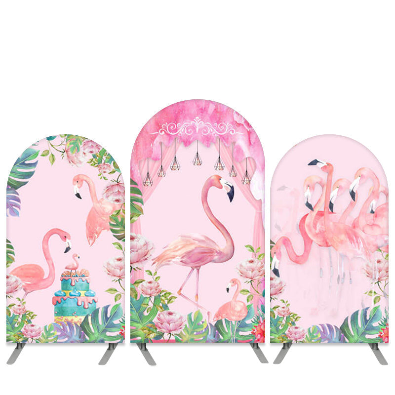 Aperturee Pink Flamingo Theme Happy Birthday Arch Backdrop Kit