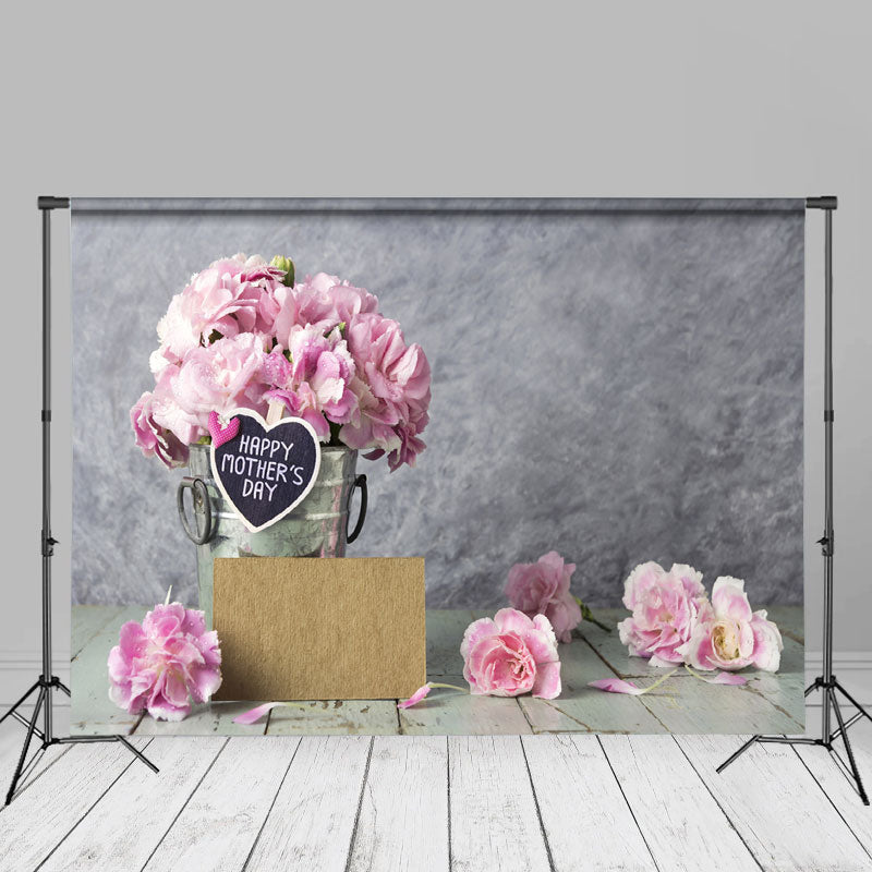 Aperturee - Pink Floral Abstract Happy Mothers Day Photo Backdrop