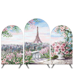 Aperturee Pink Floral And Tower Happy Birthday Arch Backdrop Kit